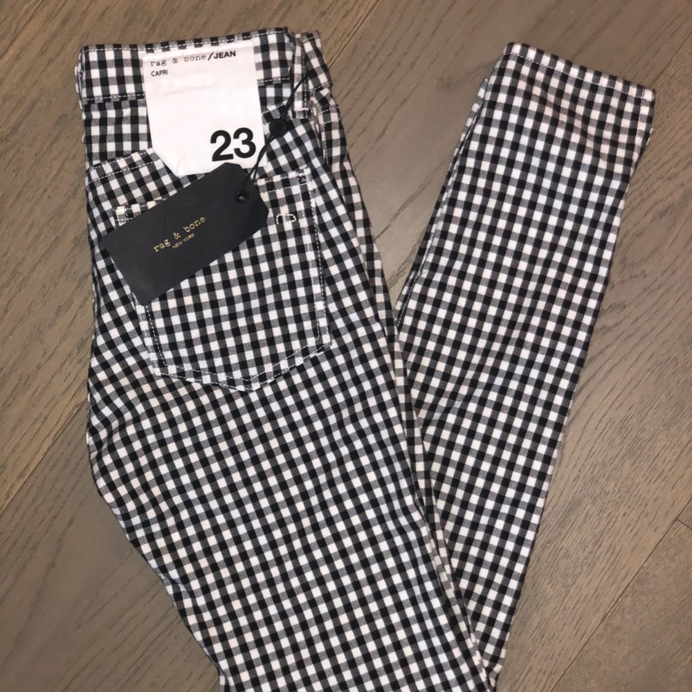 NWT Rag & Bone 10-inch Capri Jean in Gingham Print